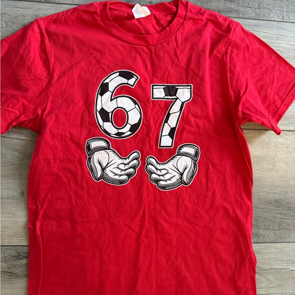 Red Graphic 6 7 Soccer Tee Shirt Boys